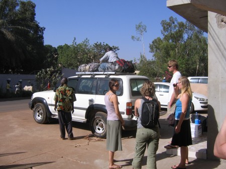 Loading one of the two 4x4s in Bamako